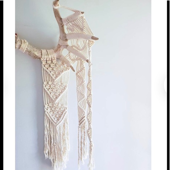 Hand Crafted Other - Impressive Large Antler Macrame Tapestry